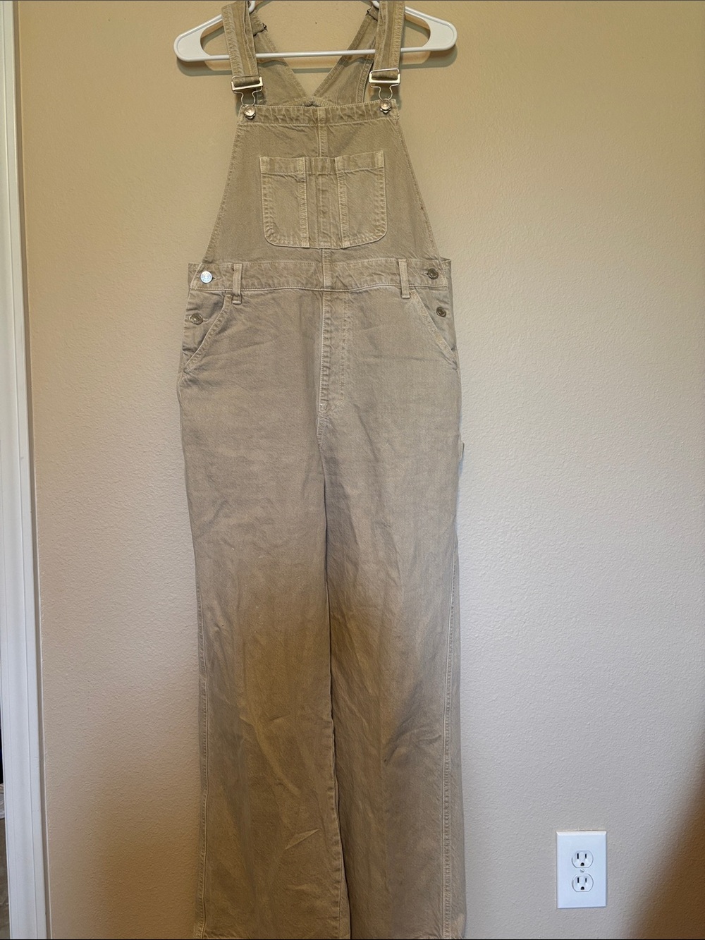 Pacsun Khaki Denim Wide Leg Full Length Overalls Size M